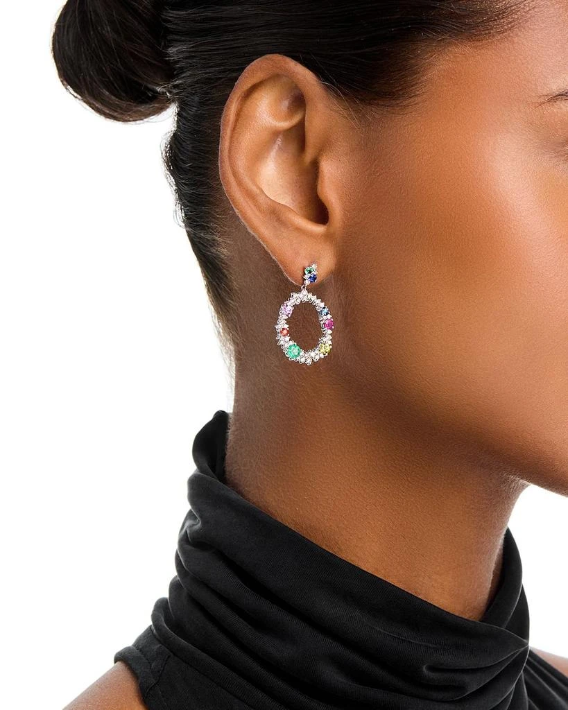 Bloomingdale
s Fine Collection Ruby, Emerald 
Rainbow Sapphire Doorknocker Drop Earrings in 14K White Gold 2