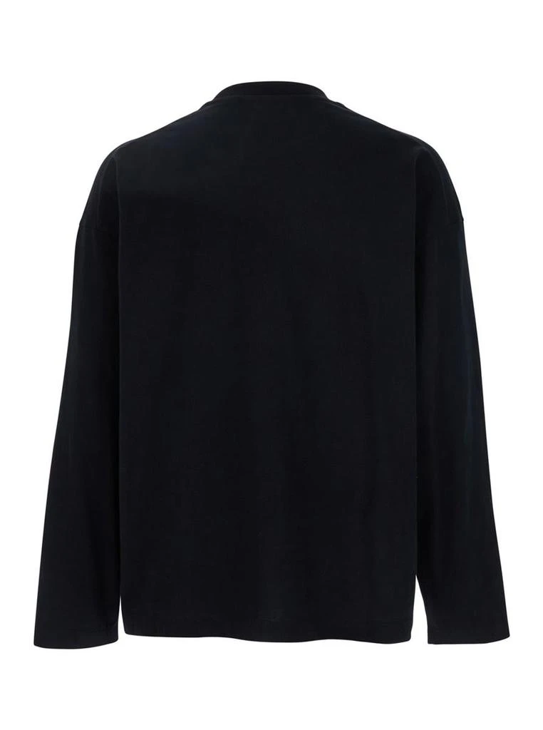 Jil Sander Black Long Sleeve T-Shirt With Front Logo Print In Cotton Man 2