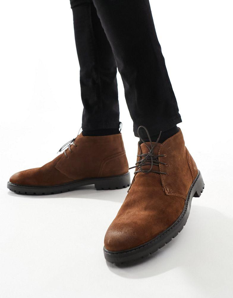 Red Tape Red Tape wide fit chukka worker boots in brown leather