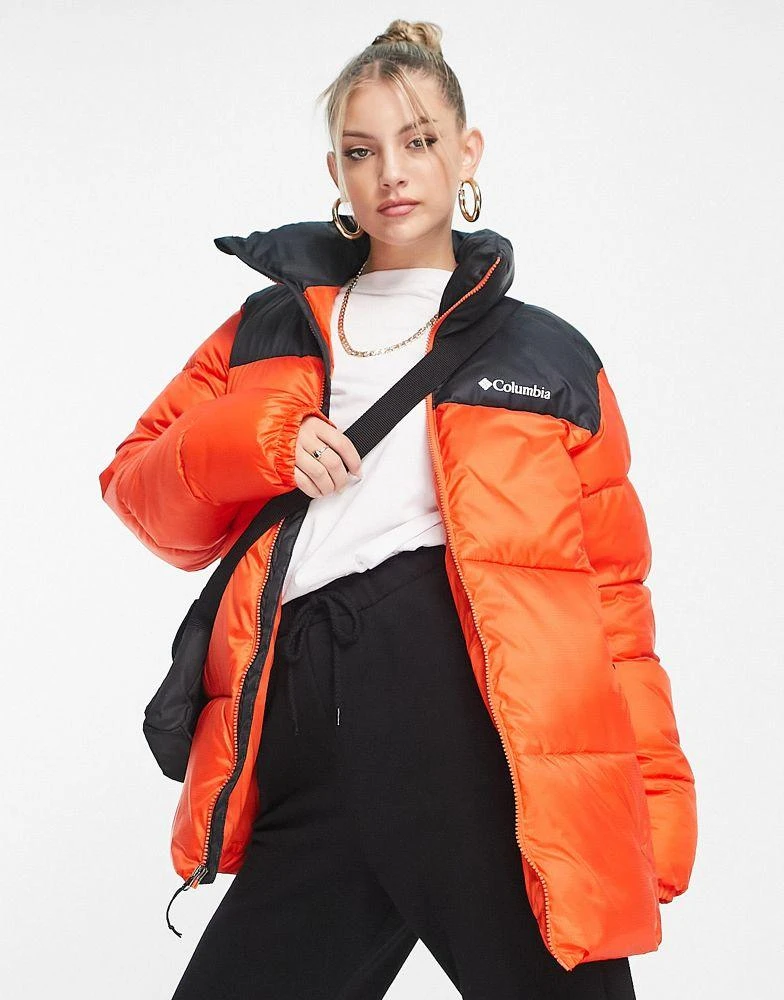 Columbia Columbia Puffect puffer jacket in black and red Exclusive at ASOS 1