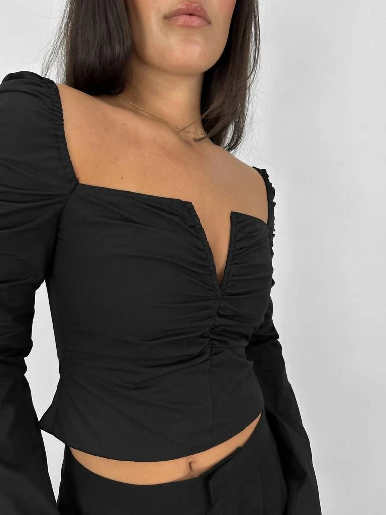 beige botany Beige Botany - Ruched Long Sleeve V Neck Top 4