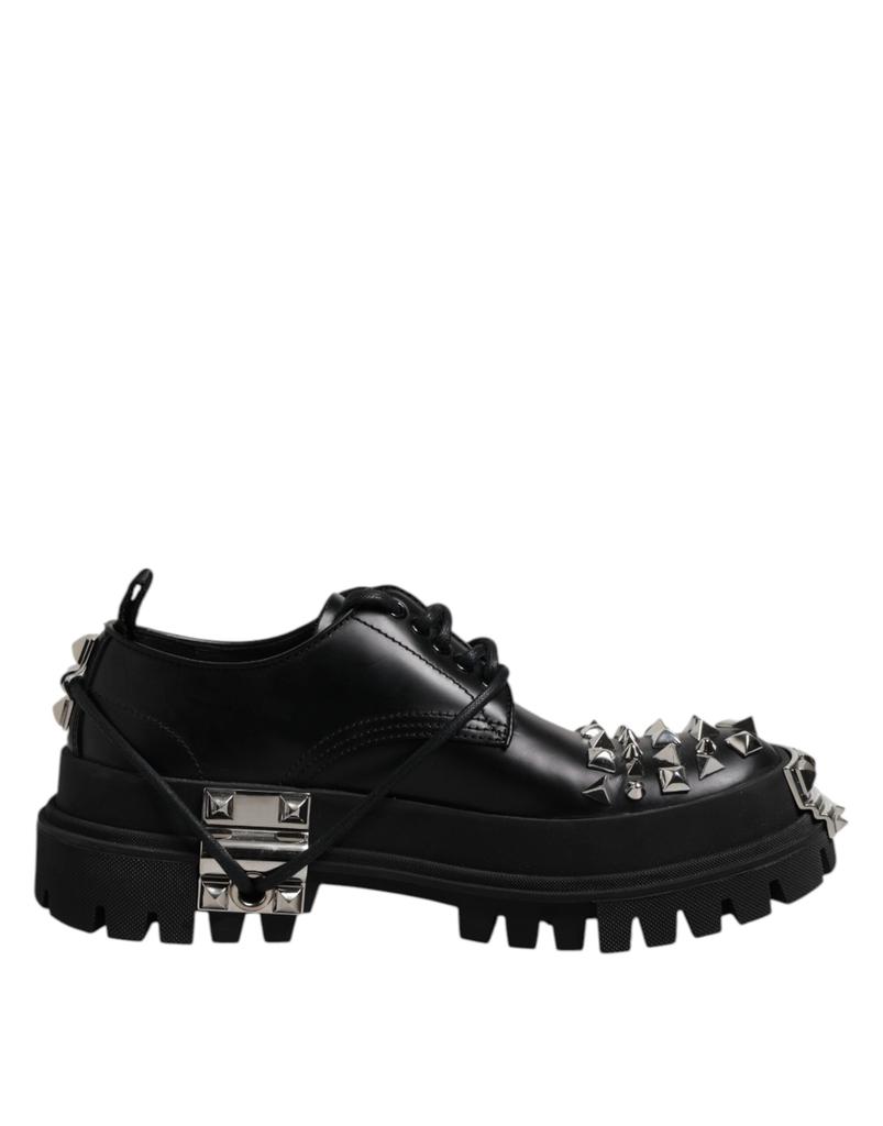Dolce & Gabbana Leather Embellished Trekking Derby Men's Shoes