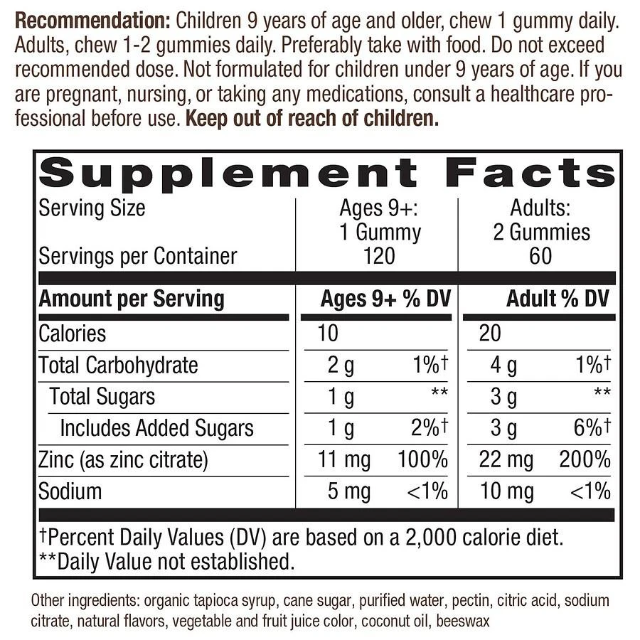 Nature's Way Zinc Gummy Mixed Berry 3