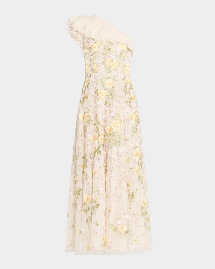 Needle & Thread Florine One-Shoulder Embroidered Tulle Gown 1