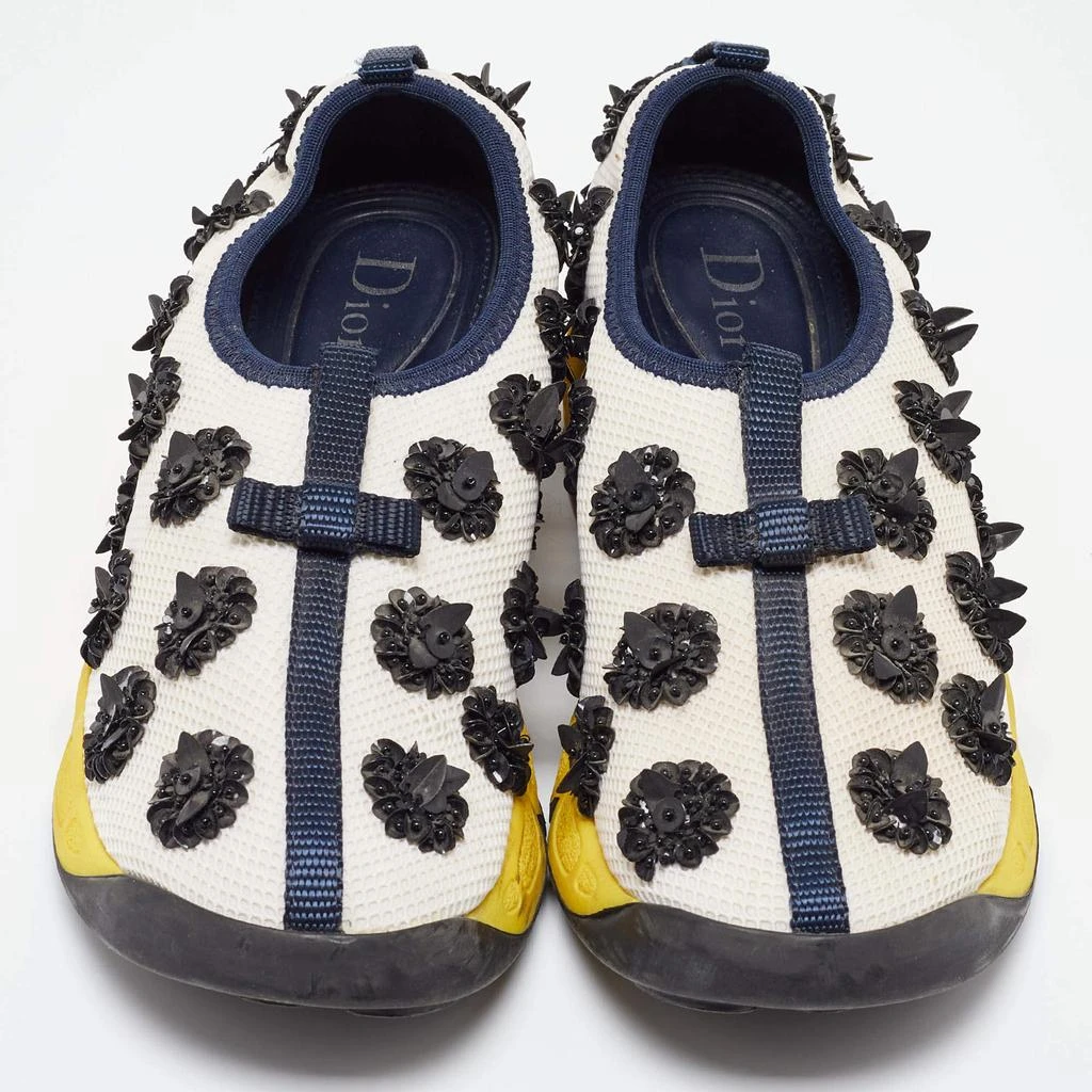 Dior Dior White/Blue Mesh Sequins/Beads Embellished Fusion Sneakers Size 36 3