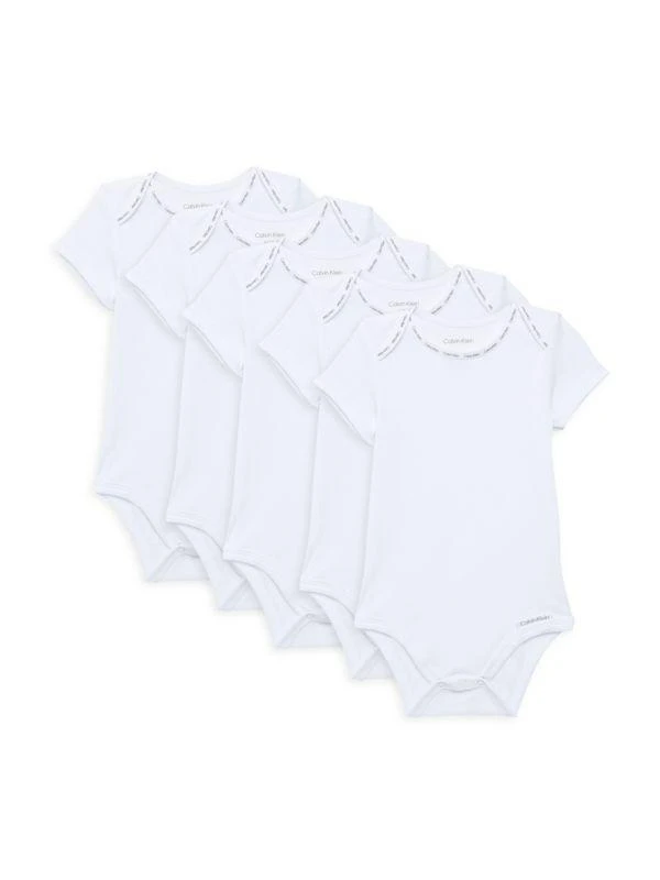 Calvin Klein Baby Boy’s 5-Pack Logo Trim Bodysuit 1