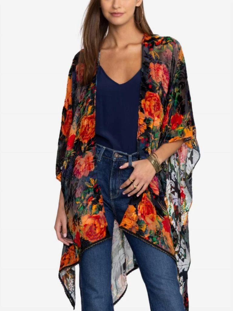 Johnny Was Burnout Velvet Shawl In Catalina Blue Burnout 1