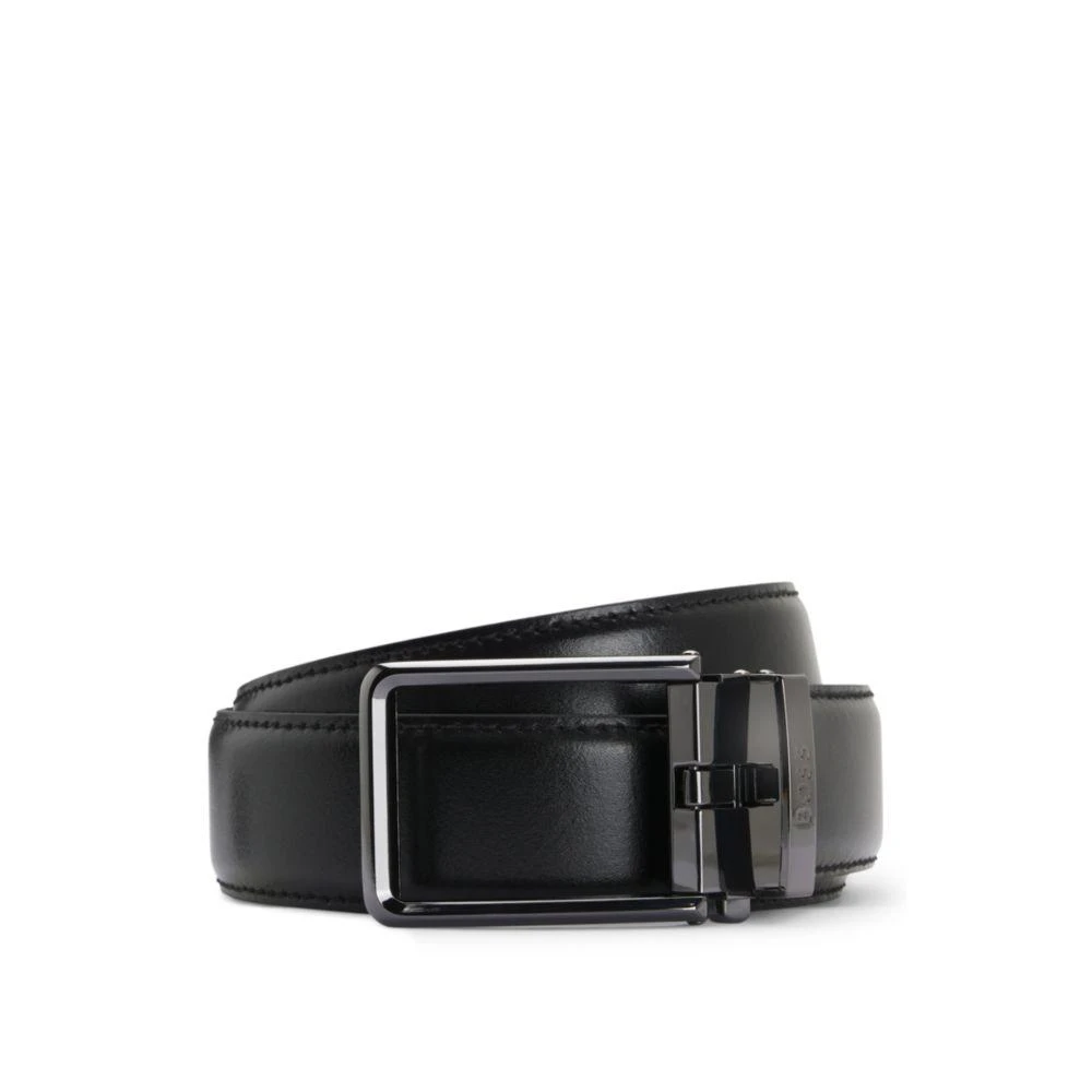 Hugo Boss Italian leather automatic belt with logo-engraved keeper