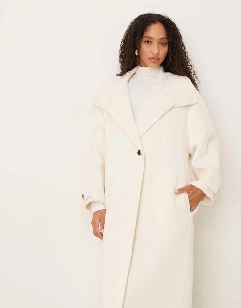 Mango Mango Capsule wool mix tailored maxi coat in winter white 2