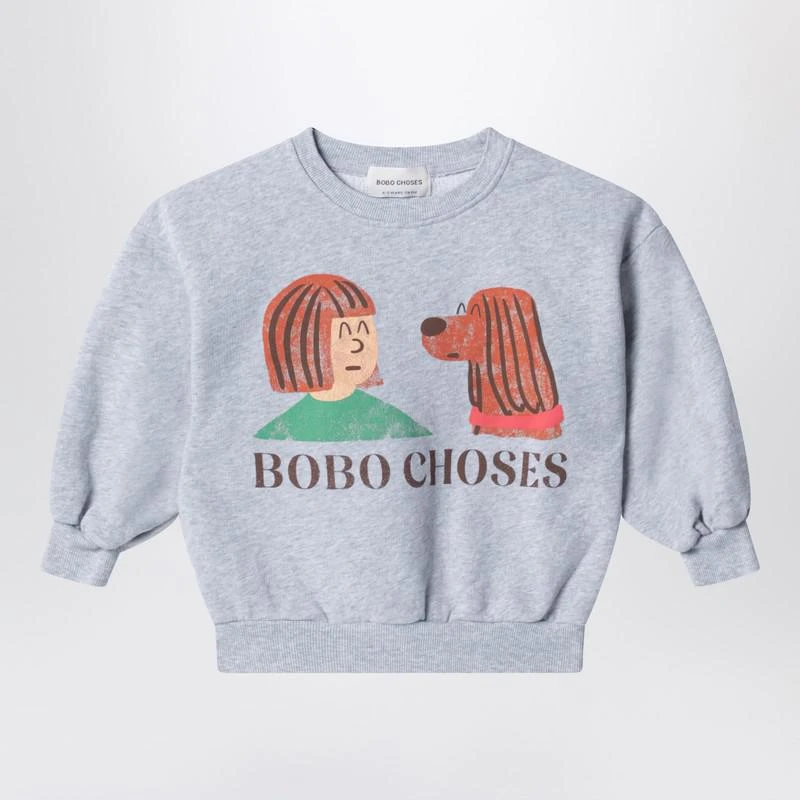 BOBO CHOSES Friends in a Pickle grey mélange sweatshirt
