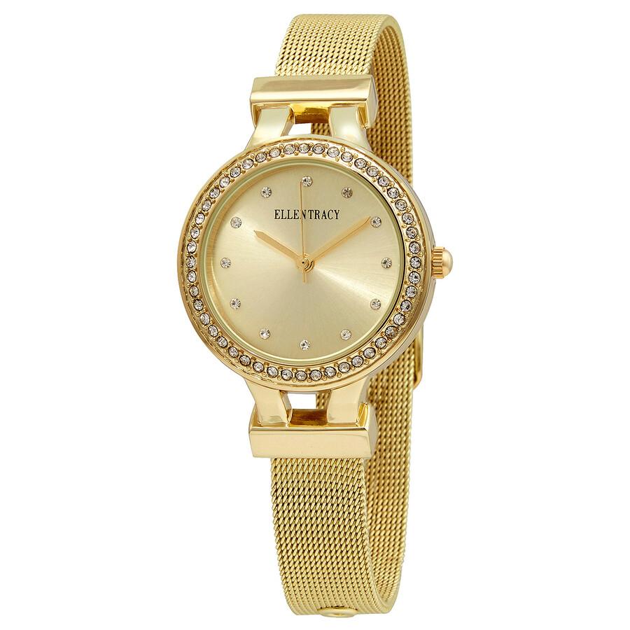 Ellen Tracy Quartz Crystal Champagne Dial Ladies Watch ET5180GD