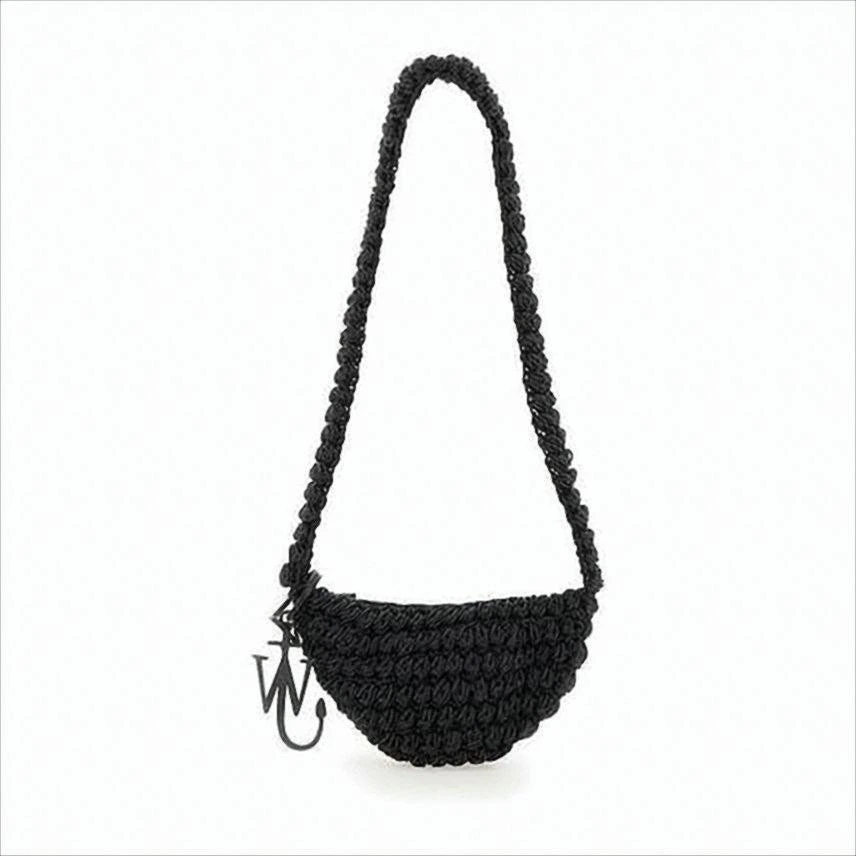 J. W. Anderson Woven Crescent Crossbody Bag With Braided Strap And Metallic Charm