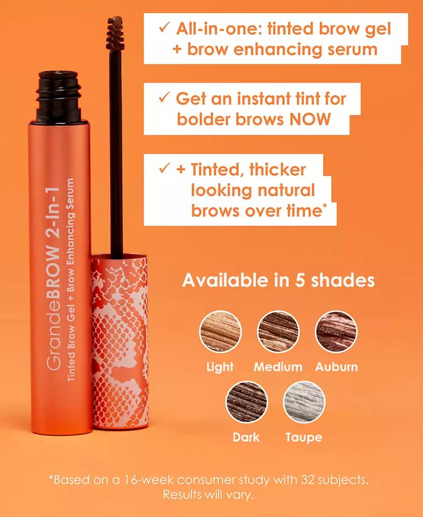 Grande Cosmetics Travel-Size GrandeBROW 2-In-1 Tinted Brow Gel + Brow Enhancing Serum, 0.02 oz.