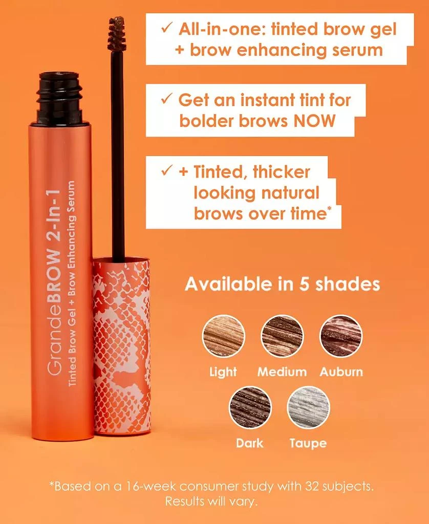Grande Cosmetics Travel-Size GrandeBROW 2-In-1 Tinted Brow Gel + Brow Enhancing Serum, 0.02 oz. 2