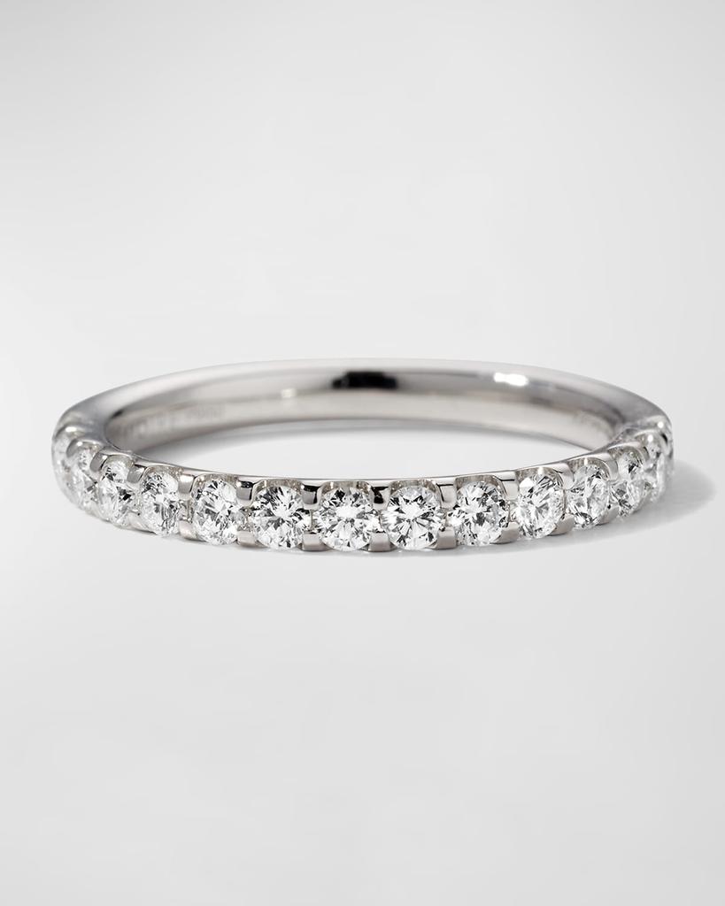 Memoire Platinum Half-Round Diamond Band, Size 6.5, 0.47-0.54tcw