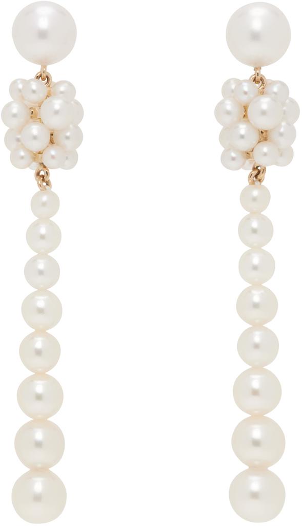 Sophie Bille Brahe White Colonna Perle Earrings