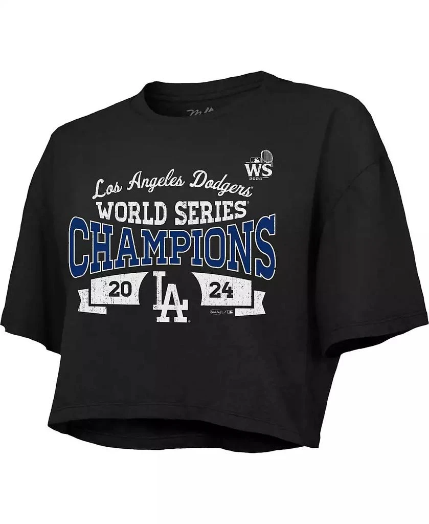 Majestic Women's Black Los Angeles Dodgers 2024 World Series Champions Boxy Cropped T-Shirt 3