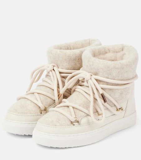 INUIKII Leather-trimmed felt ankle boots 4