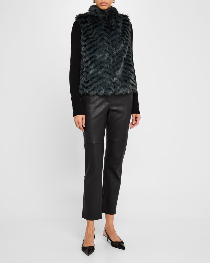 La Fiorentina Plush Faux Fur Striped Vest