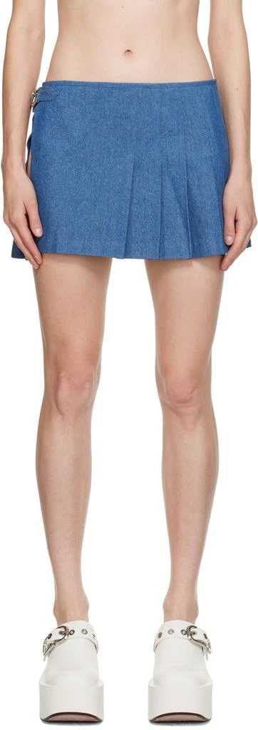 Anna Sui Blue Safety Pin Denim Miniskirt 1