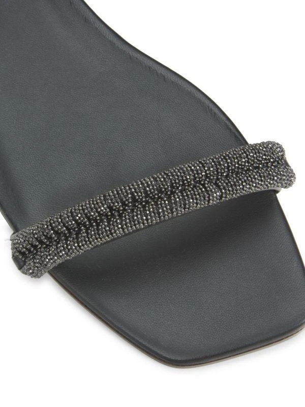 Brunello Cucinelli Beaded Ankle Loop Leather Flat Sandals 6