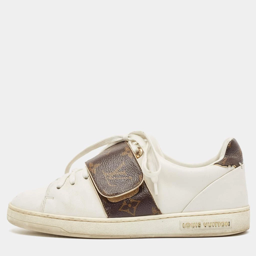 Louis Vuitton Louis Vuitton White/Brown Monogram Canvas and Leather Frontrow Sneakers Size 36 1