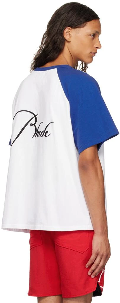 Rhude Blue & White Raglan Logo T-Shirt 3
