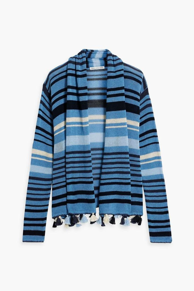 Autumn Cashmere Tasseled striped cotton cardigan 1