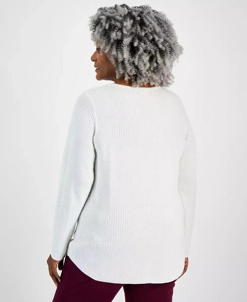 Style & Co Plus Size Cotton Textured Curved-Hem Sweater, Created for Macy's 2