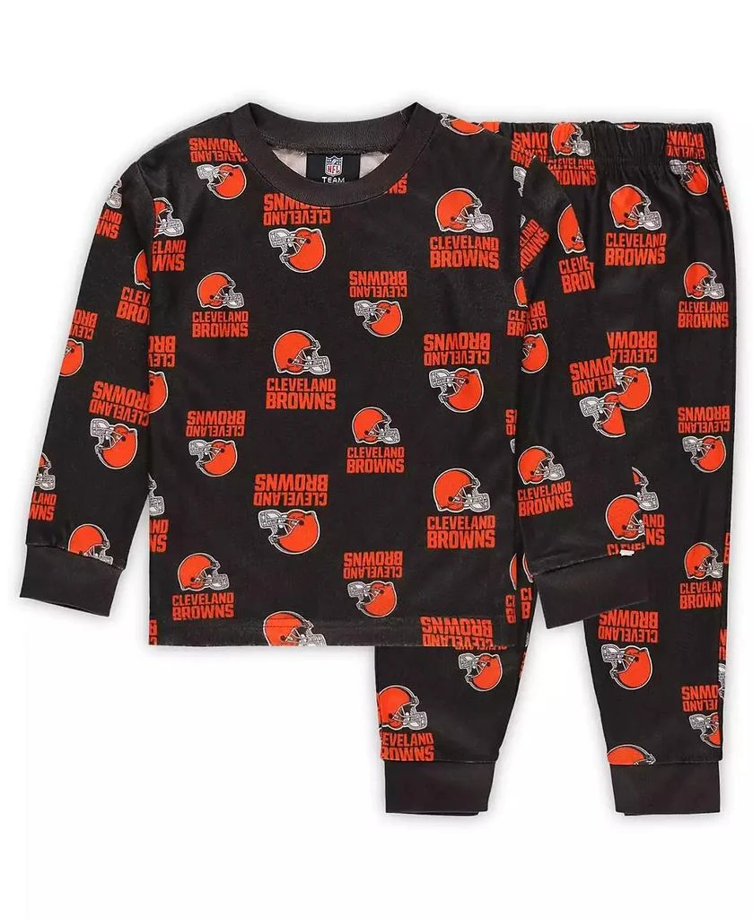 Outerstuff Toddler 2-Piece Brown Cleveland Browns All-Over-Print Long Sleeve T-Shirt and Pants Sleep Set