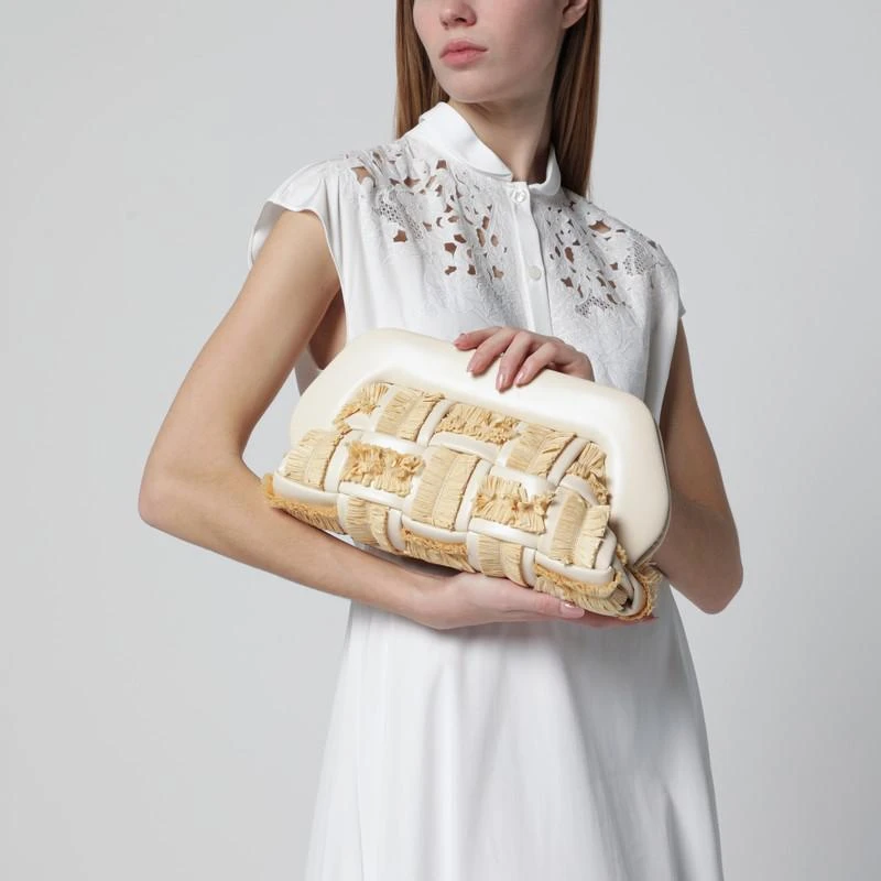 THEMOIRè Tia clutch in butter color with raffia inserts 2