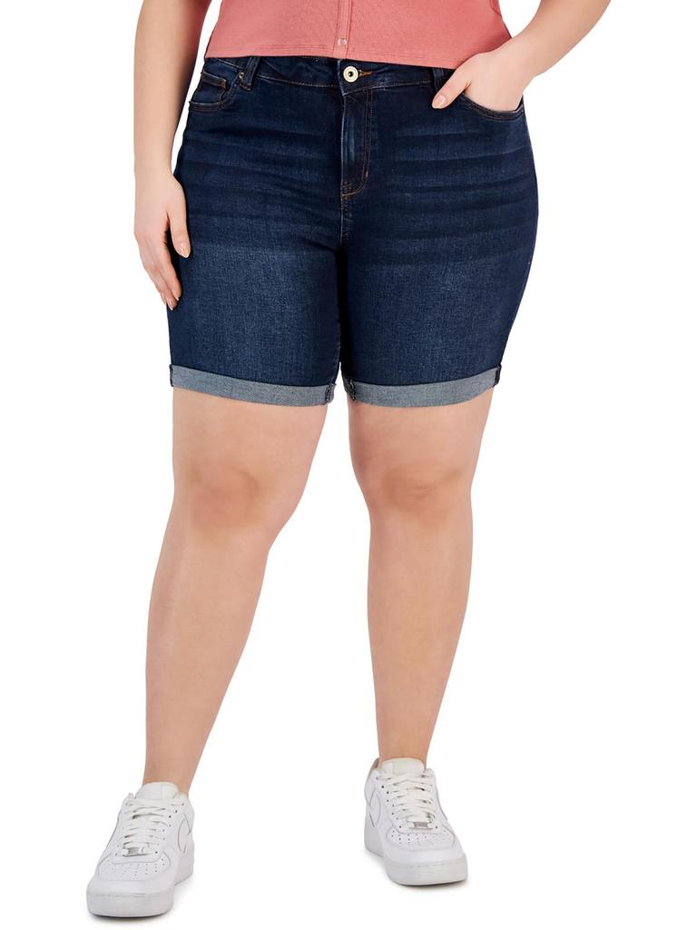 Celebrity Pink Plus Womens Cuffed Denim Bermuda Shorts