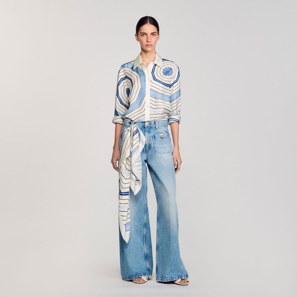 Sandro Spiral-motif silk shirt
