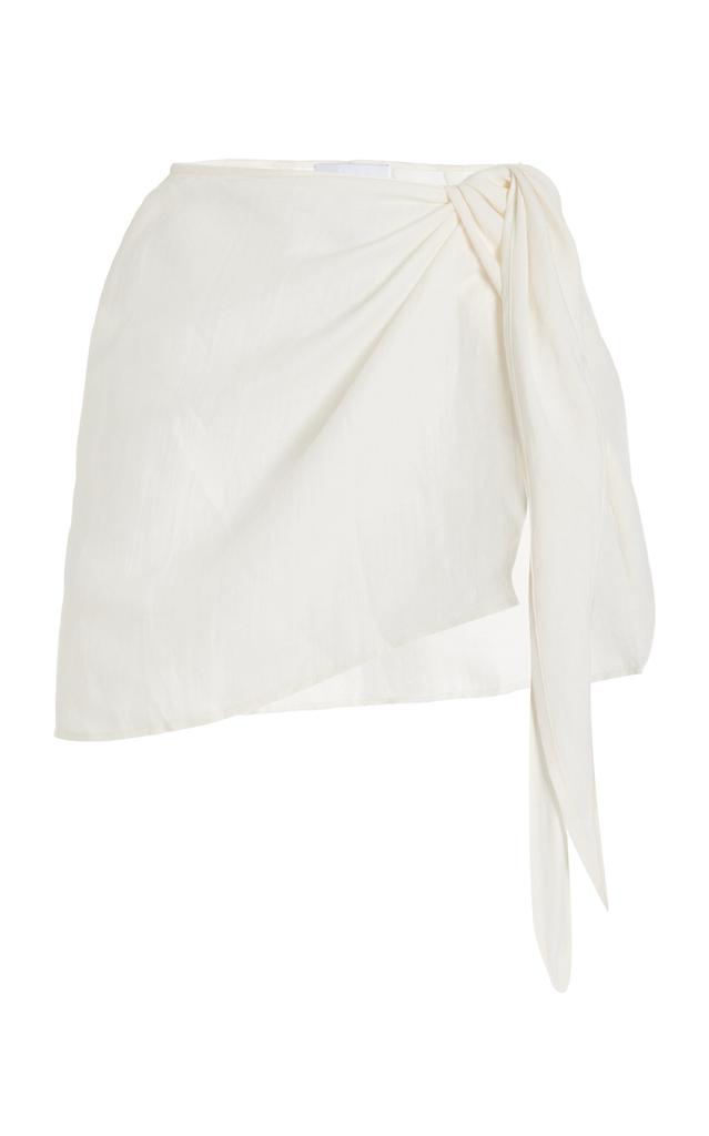 Anemos Anemos - The Wrap Linen-Blend Mini Skirt - White - XL - Moda Operandi