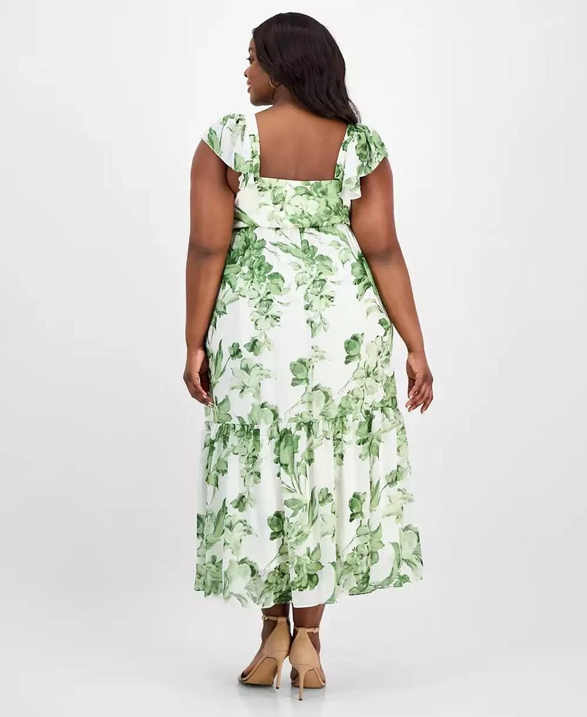 Taylor Plus Size Printed Chiffon Ruffle-Sleeve Maxi Dress 5