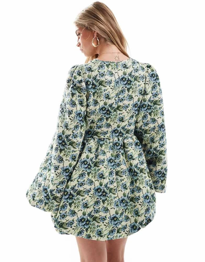 ASOS ASOS DESIGN tapestry puffball mini dress 4