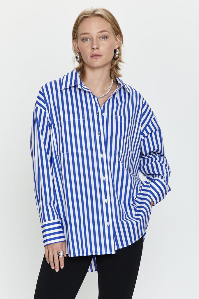 Pistola Denim Rena Button Down Tunic Shirt - Cobalt Stripe