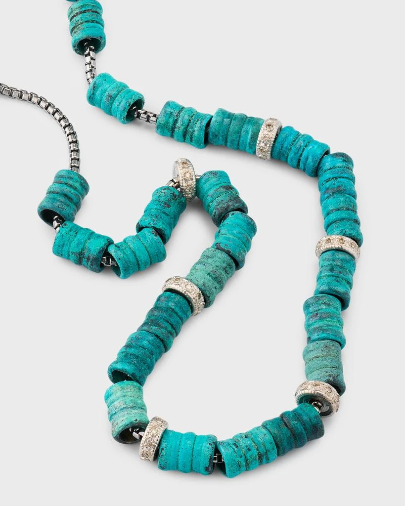 Armenta Men's Artifact Teal Patina Cylinder Beaded Necklace with Diamonds 3
