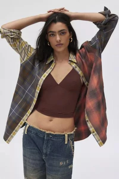 BDG BDG Rick Spliced Boyfriend Flannel Shirt 1