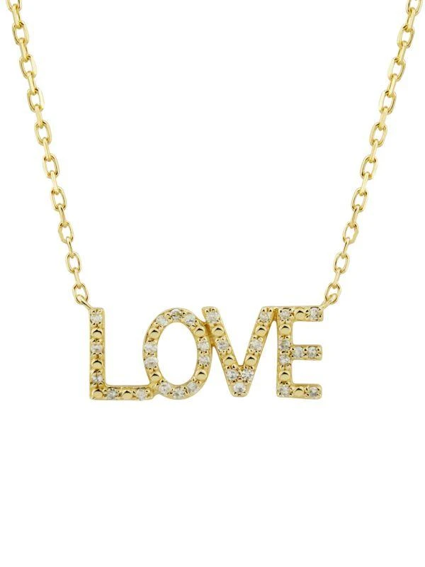 Saks Fifth Avenue 14K Yellow Gold & Diamond "LOVE" Statement Necklace 1
