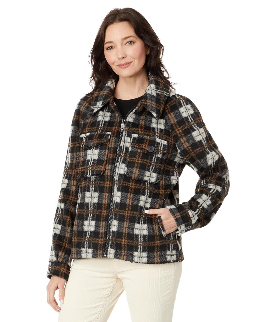 Avec Les Filles Plaid Zip Front Jacket