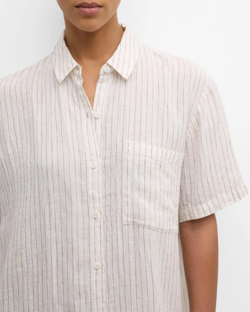 Eileen Fisher Crinkled Striped Organic Linen Midi Shirtdress 5