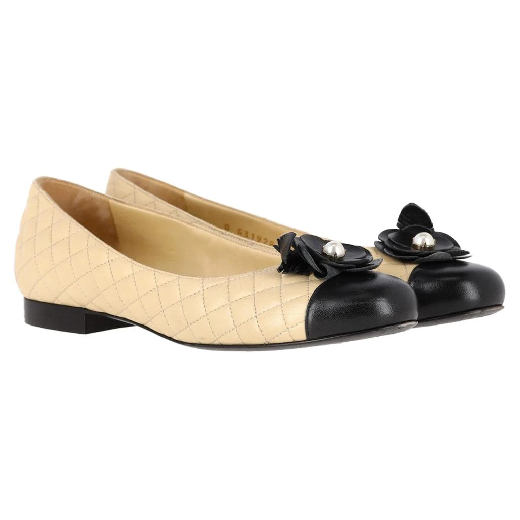 Chanel Flower-Embellished Quilted Ballet Flats in Nude Leather 4