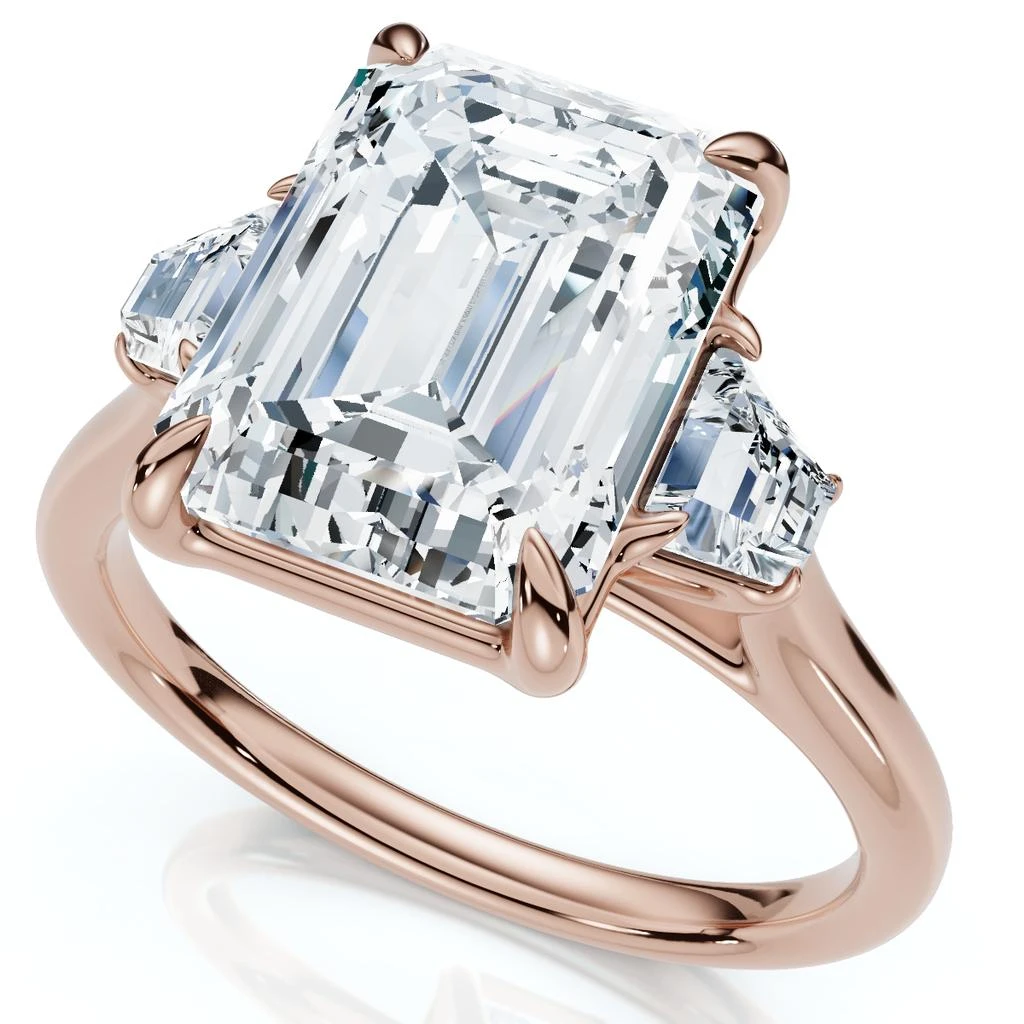 Pompeii3 Certified 3 1/2Ct Emerald Cut & Baguette Engagement Ring 14k Gold/Pt Lab Grown 4
