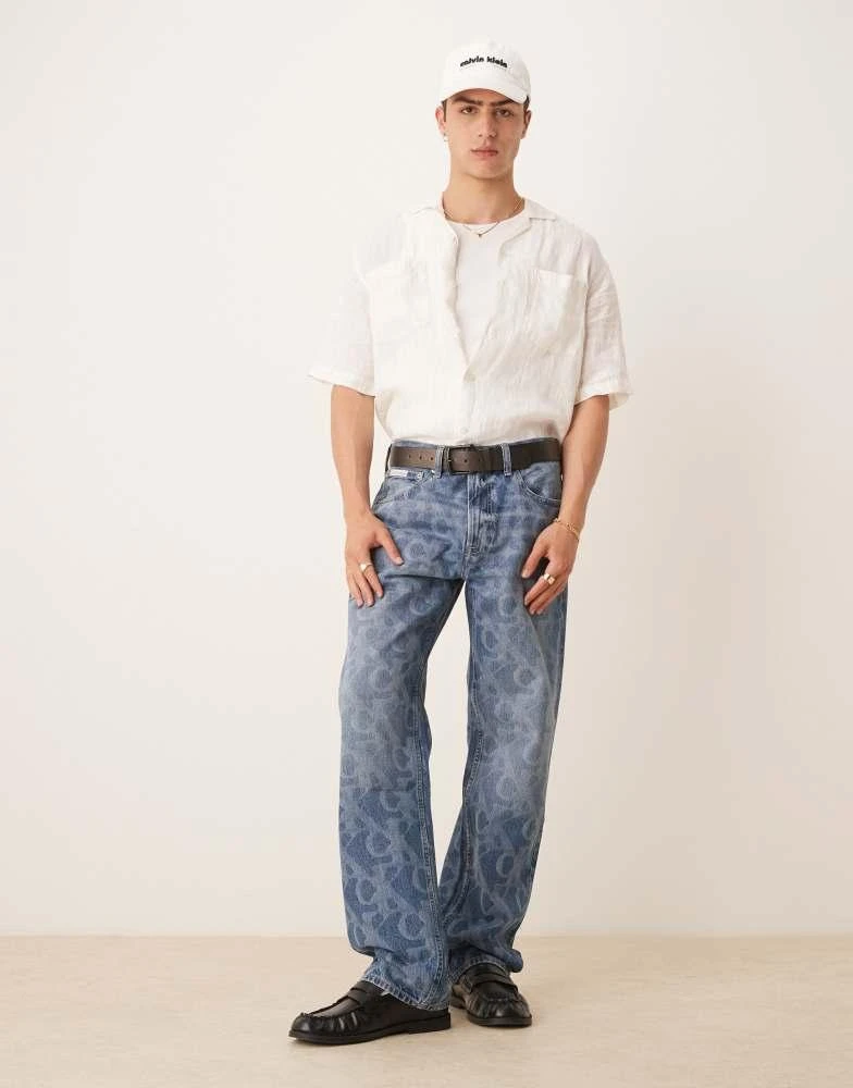 Calvin Klein Calvin Klein Jeans 90s straight all over print jeans in mid wash