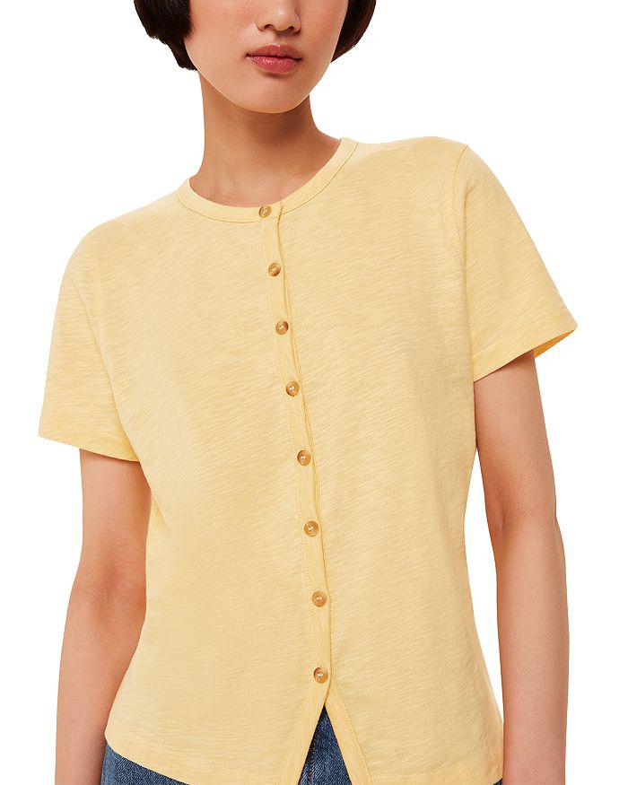 Whistles Isla Round Neck Button Front Tee