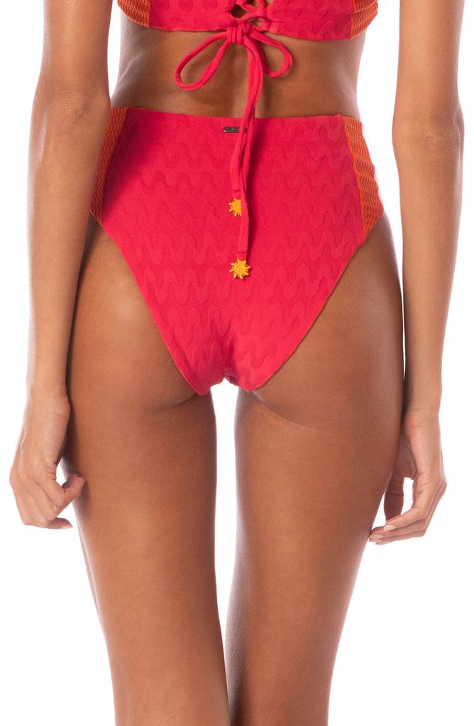 Maaji Apple Red Wanderer Reversible High Waist Bikini Bottoms
