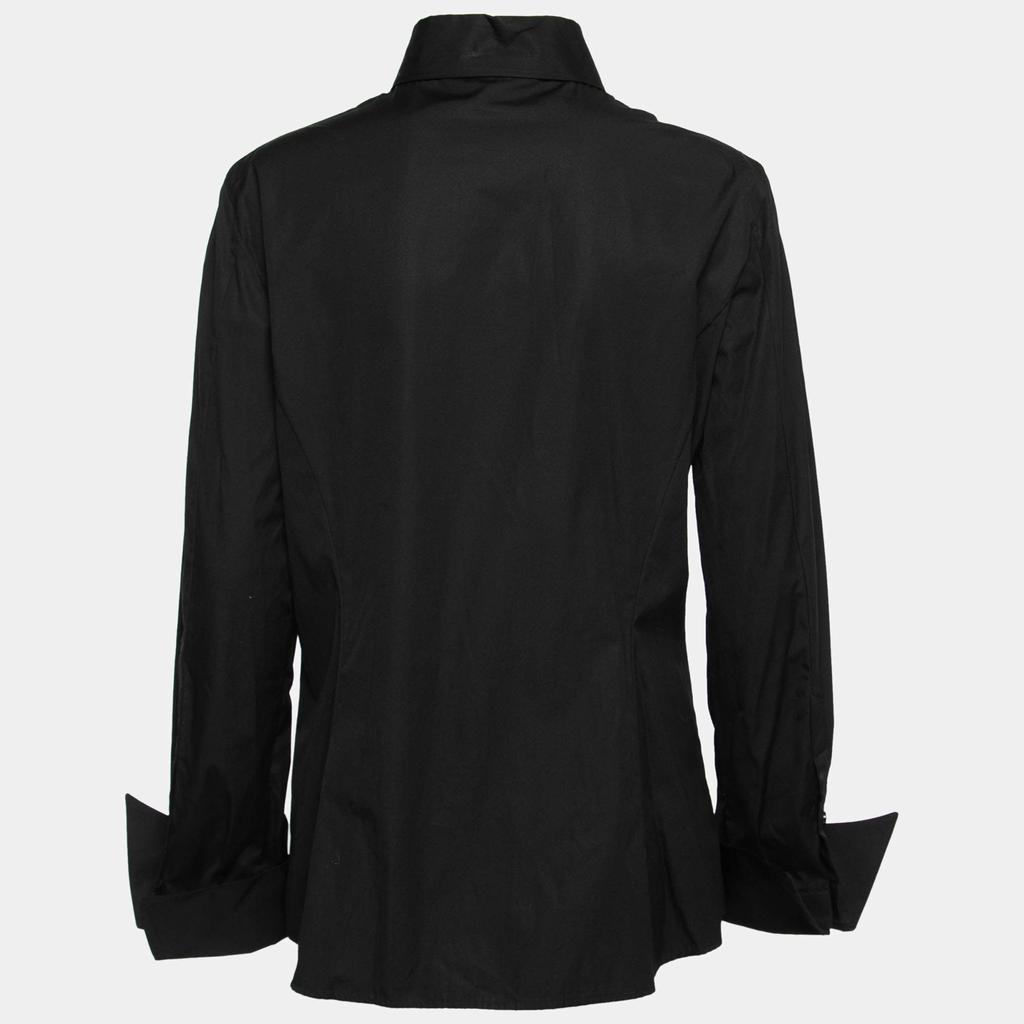 Gianfranco Ferre Gianfranco Ferre Vintage Black Cotton Button Detail Tie-Fastening Shirt XL
