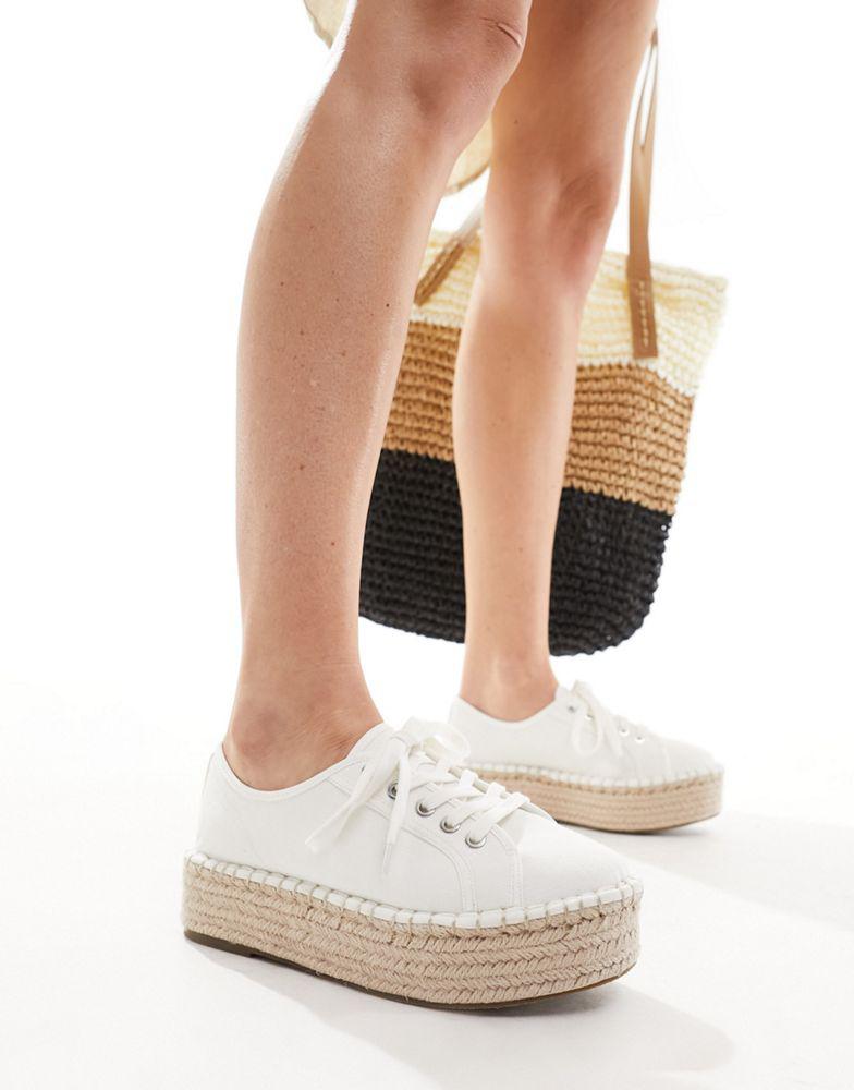 ASOS ASOS DESIGN Jaden flatform canvas trainer espadrilles in white