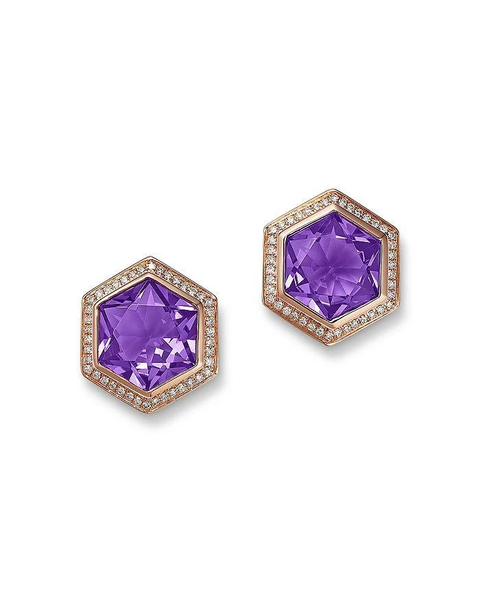 Bloomingdale
s Fine Collection Amethyst 
Diamond Bezel Stud Earrings in 14K Rose Gold